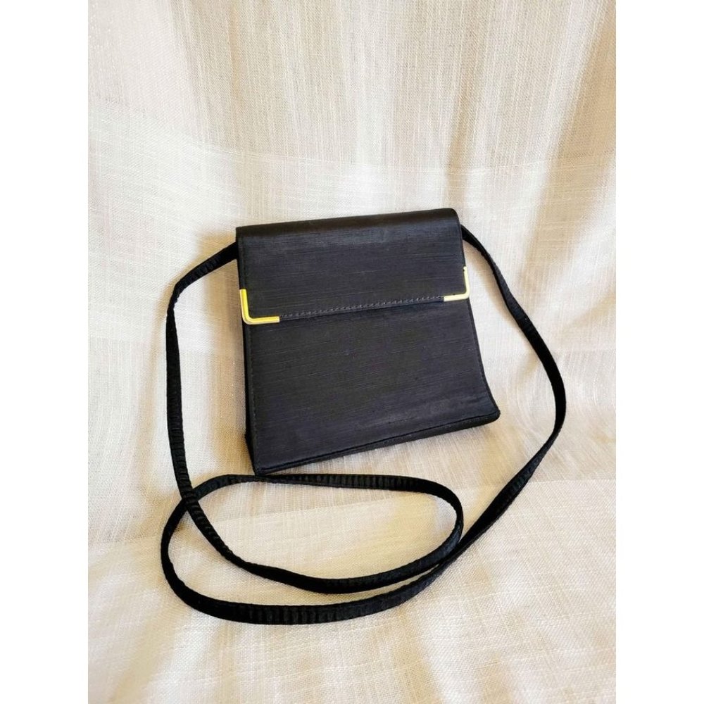 Vintage Taffeta + Brass Crossbody Handbag